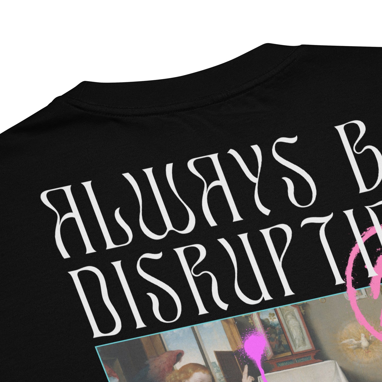 Oversized Μαύρο Ανδρικό T-shirt - Always be Disrupting Artistic Graffiti over Painting