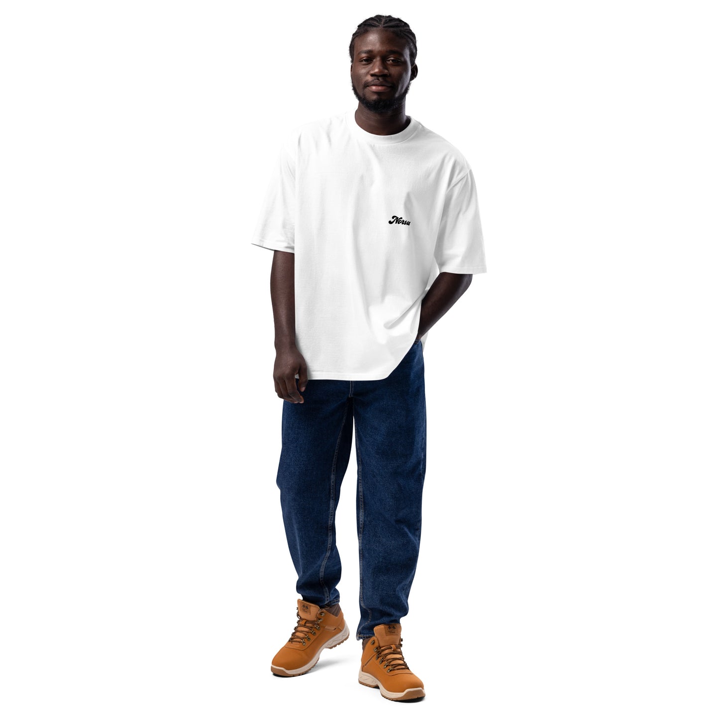 Oversized Λευκό Ανδρικό T-shirt - Surreal Graffiti Μαύρο σε Λευκό