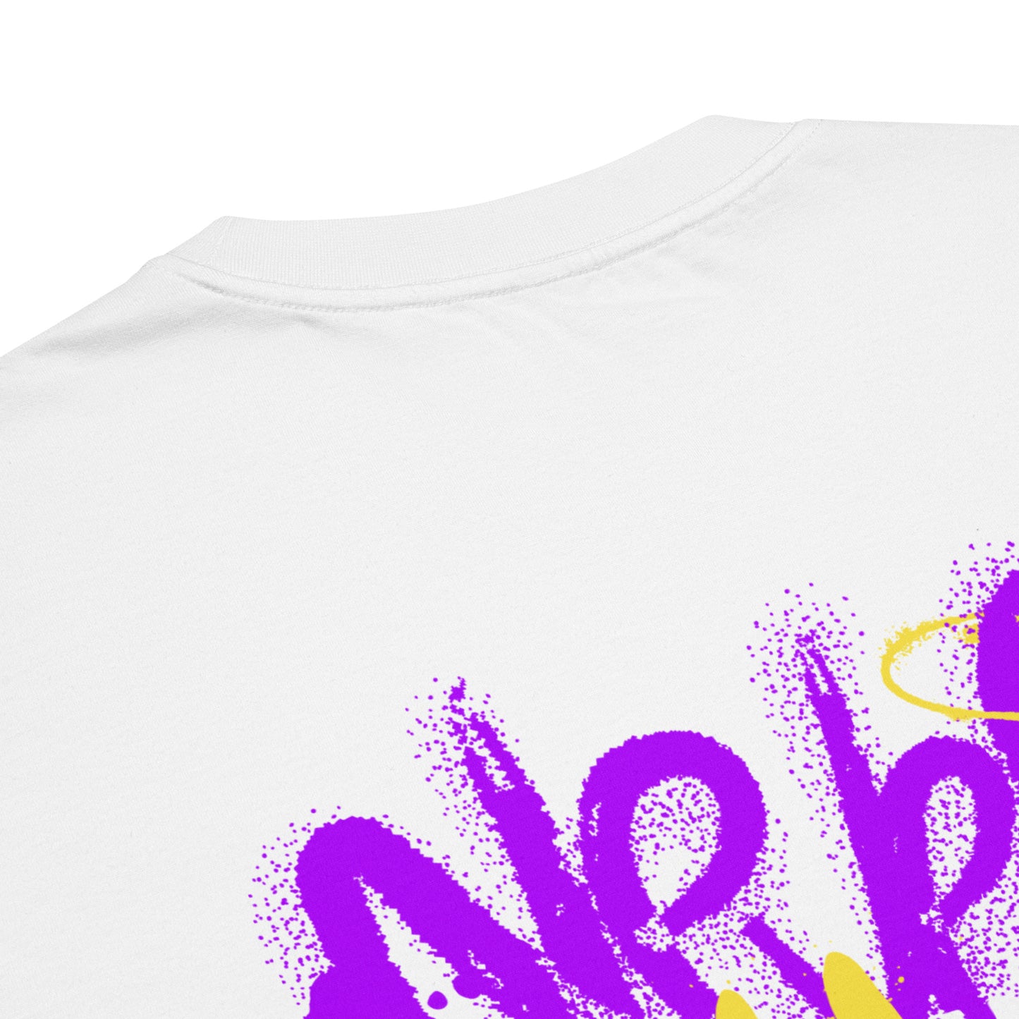 Oversized Λευκό Ανδρικό T-shirt - Μωβ Graffiti Never Stop Dreaming