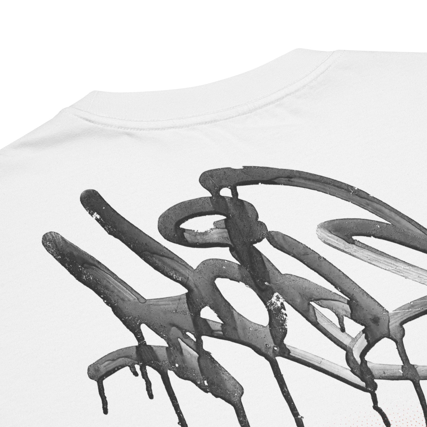 Oversized Λευκό Ανδρικό T-shirt - Surreal Graffiti Μαύρο σε Λευκό