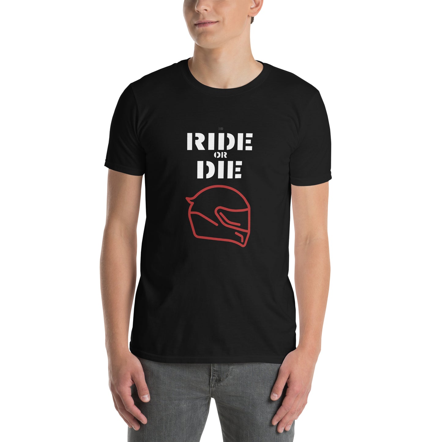 Μαύρο Ανδρικό T-shirt - Κράνος Μηχανής Ride or Die