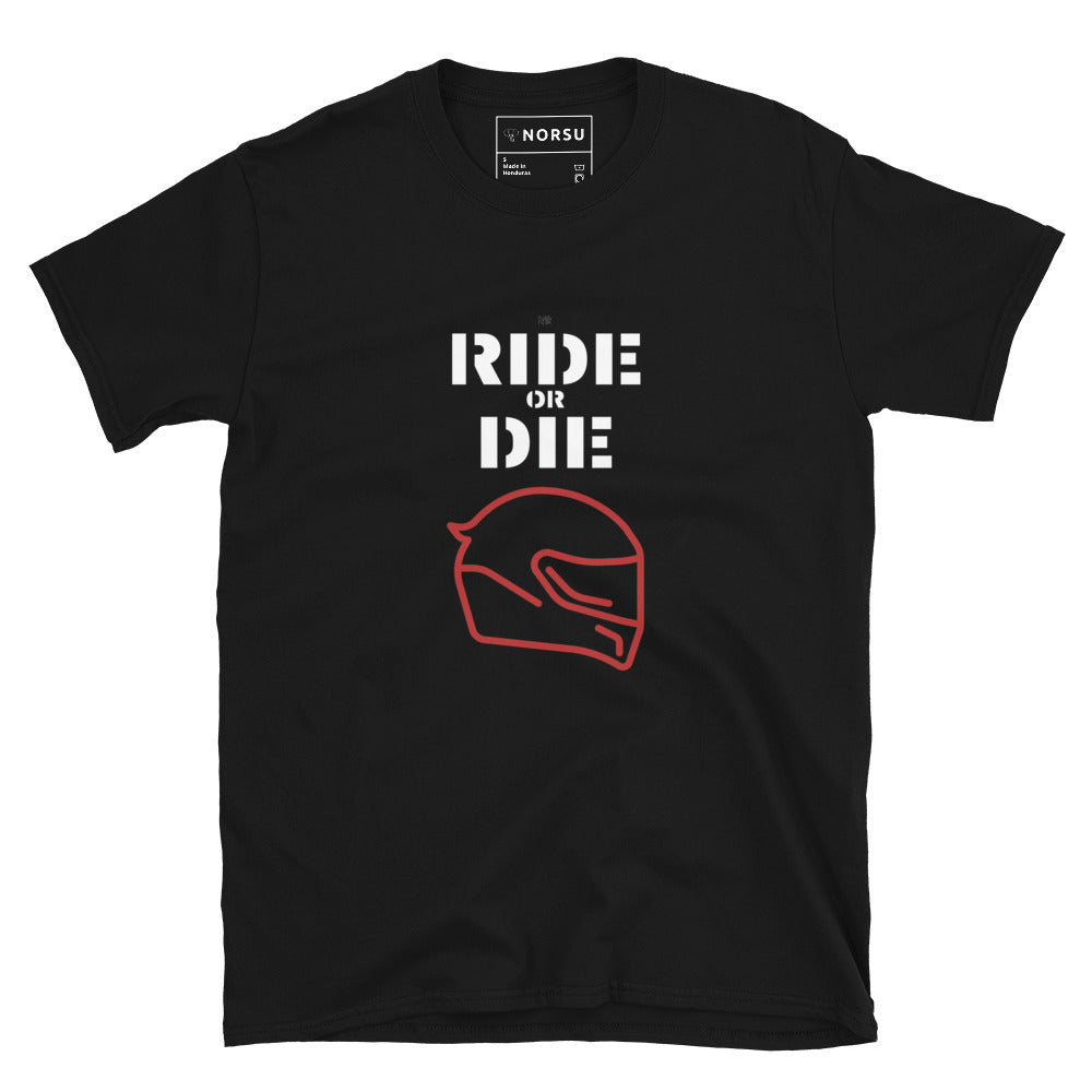 Μαύρο Ανδρικό T-shirt - Κράνος Μηχανής Ride or Die