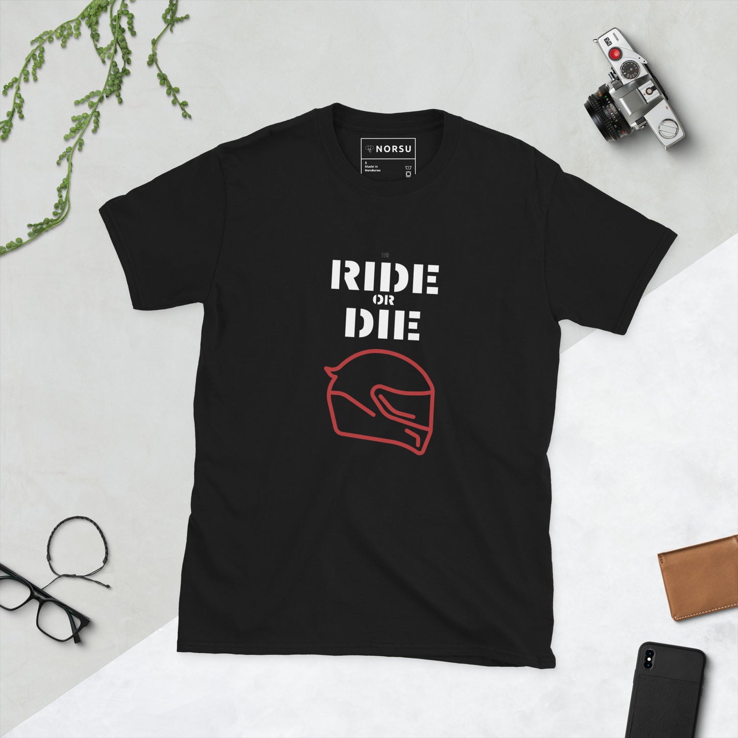 Μαύρο Ανδρικό T-shirt - Κράνος Μηχανής Ride or Die