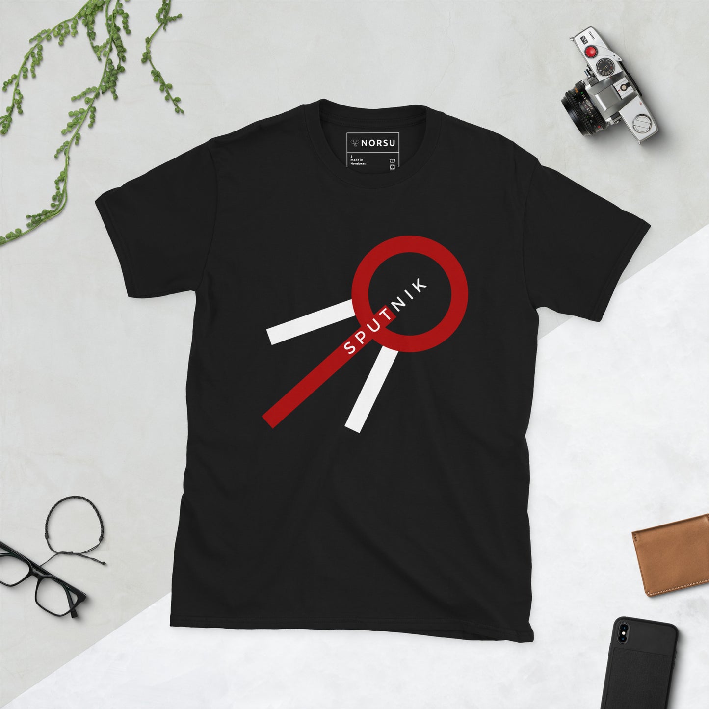 Μαύρο Ανδρικό T-shirt - Δορυφόρος Sputnik