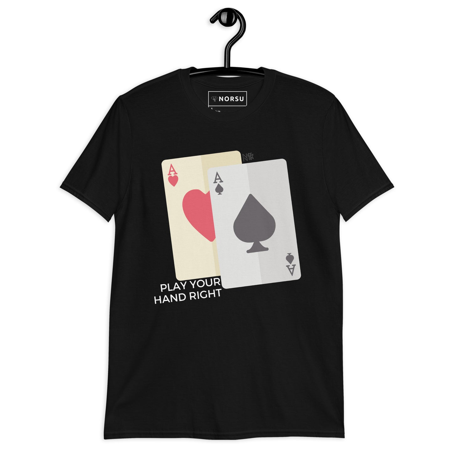 Camiseta negra para hombre - Naipes, ases y cartas
