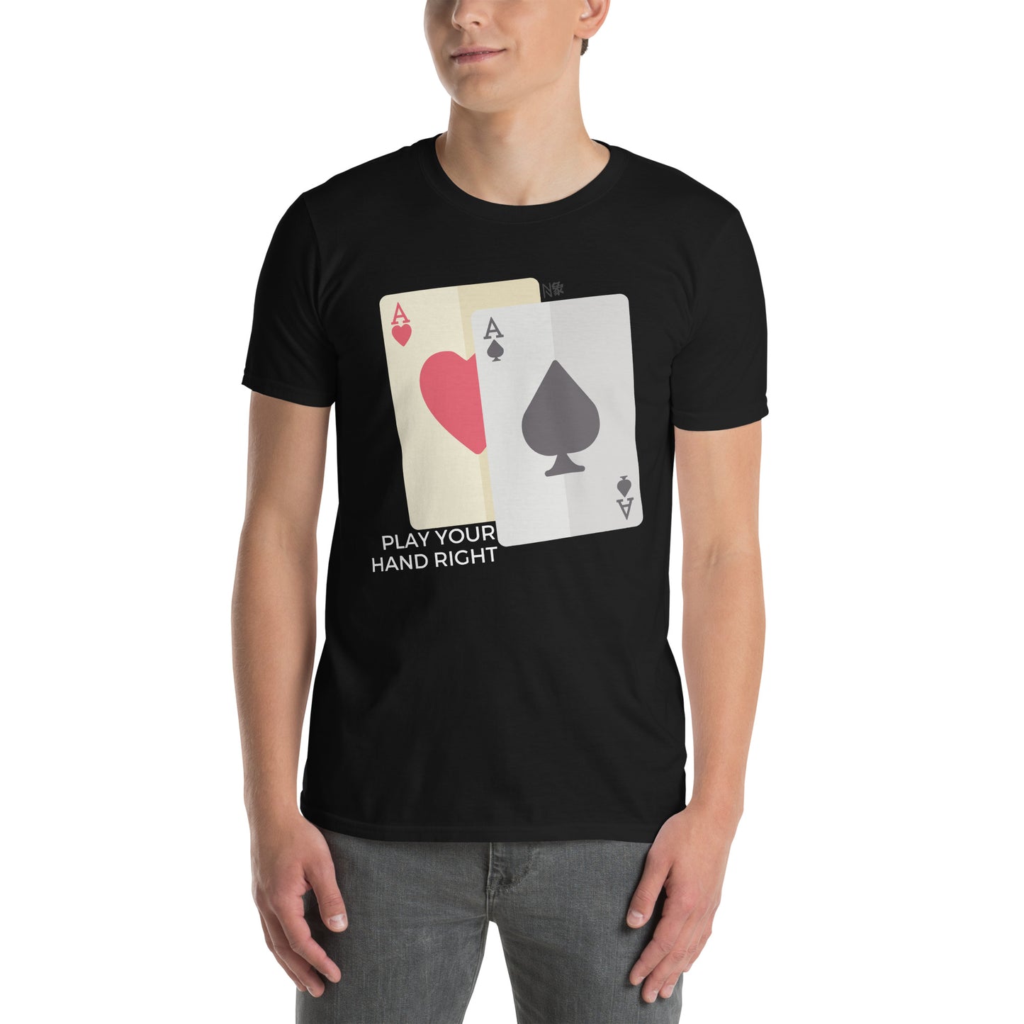 Camiseta negra para hombre - Naipes, ases y cartas