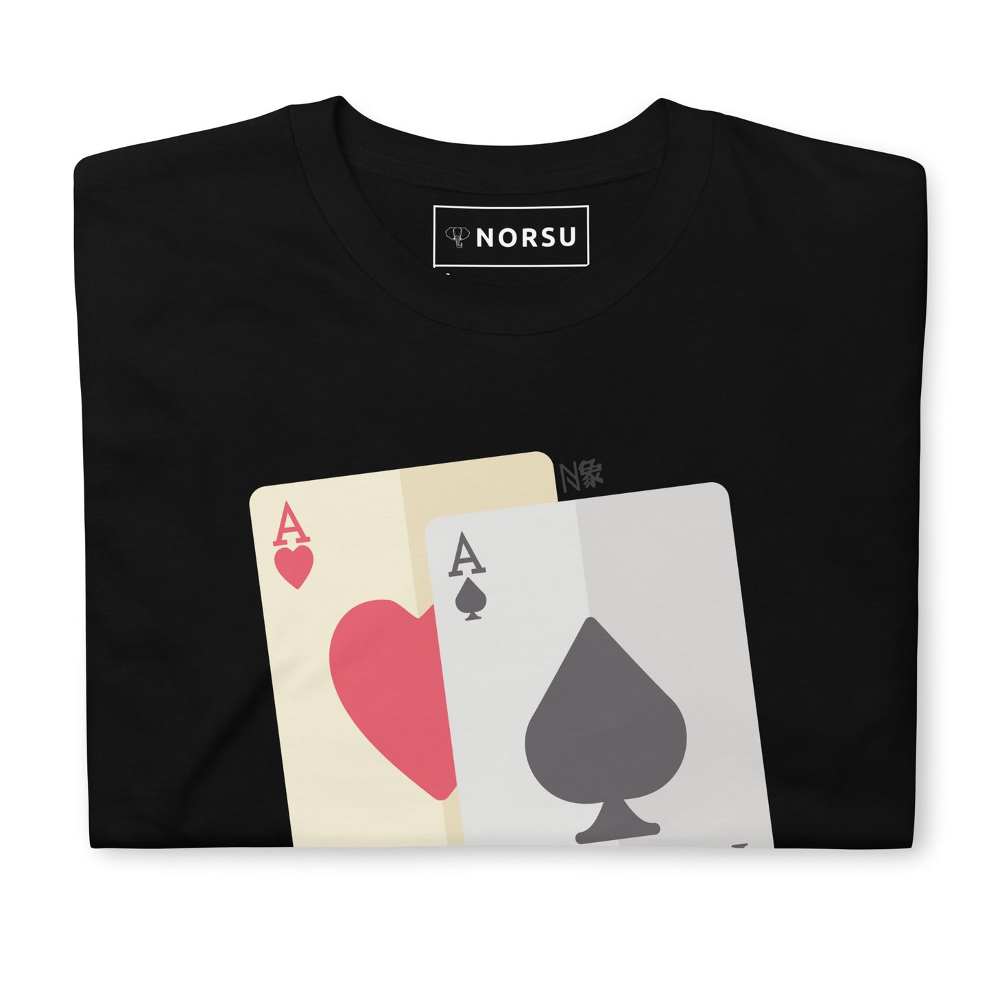 Camiseta negra para hombre - Naipes, ases y cartas