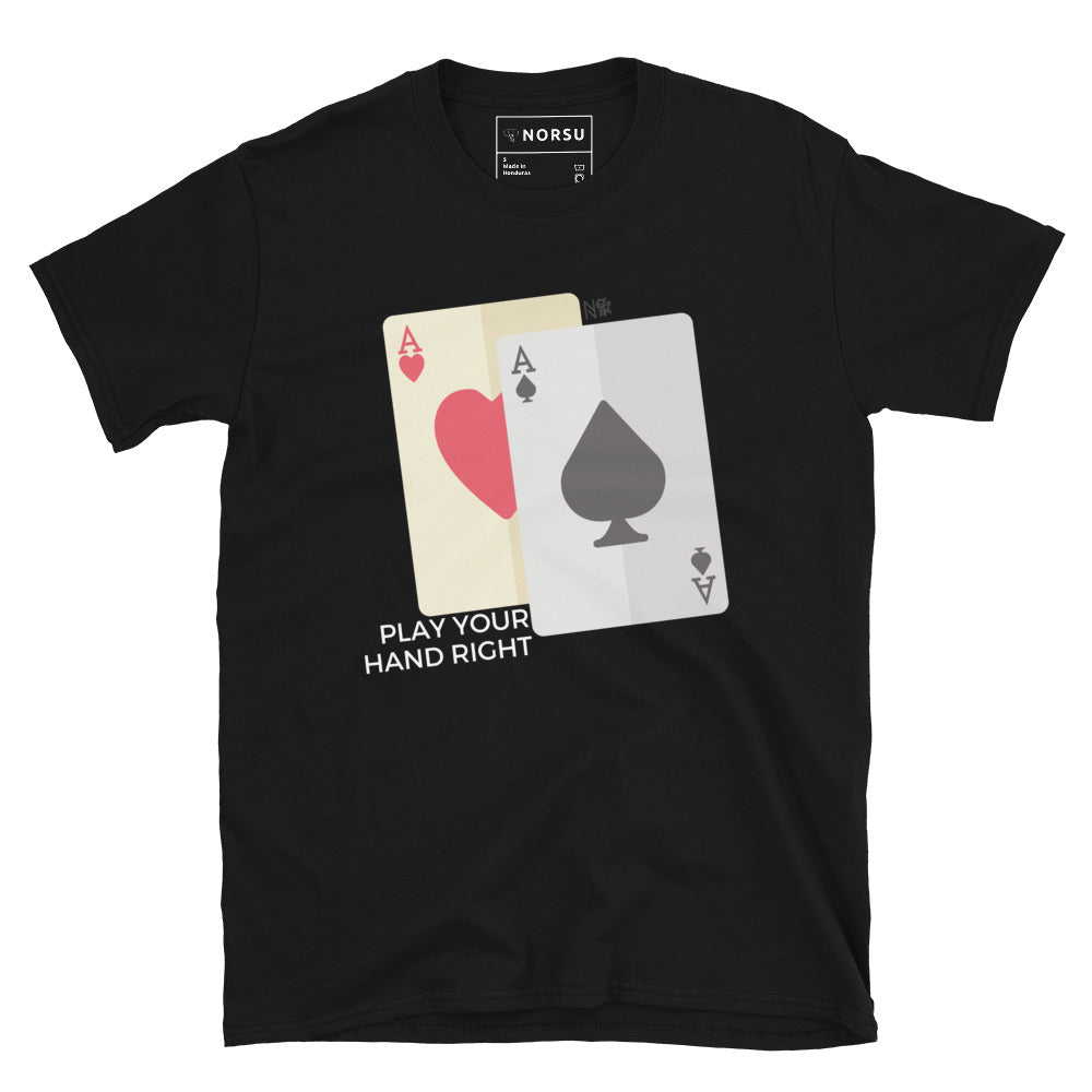 Camiseta negra para hombre - Naipes, ases y cartas