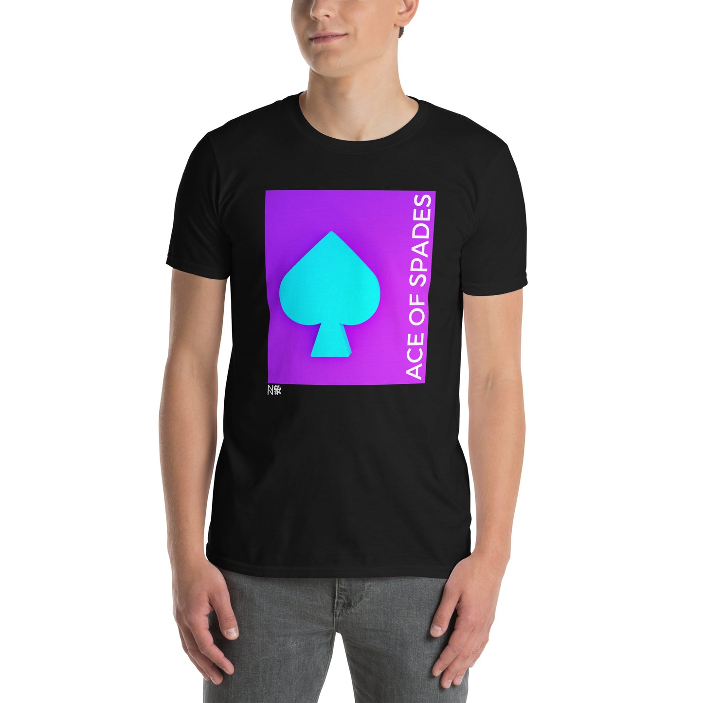Μαύρο Ανδρικό T-shirt - Μωβ Τραπουλόχαρτο Ace of Spades