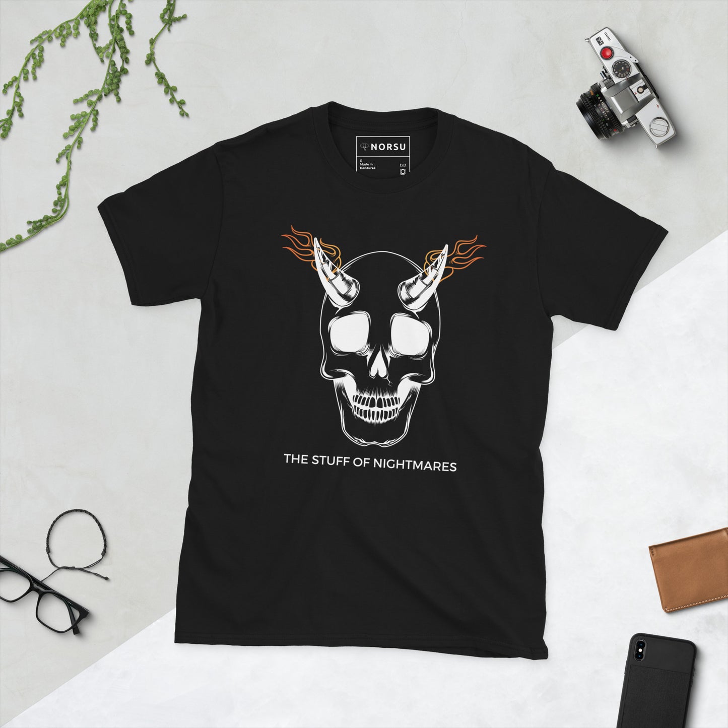 Μαύρο Ανδρικό T-shirt - Νεκροκεφαλή με Φωτιές Stuff of Nightmares