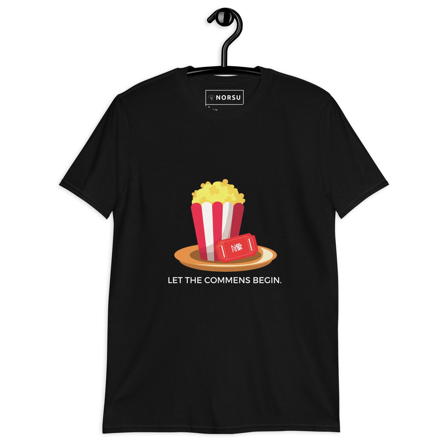 Camiseta negra de hombre - Palomitas de maíz Que empiecen los comentarios