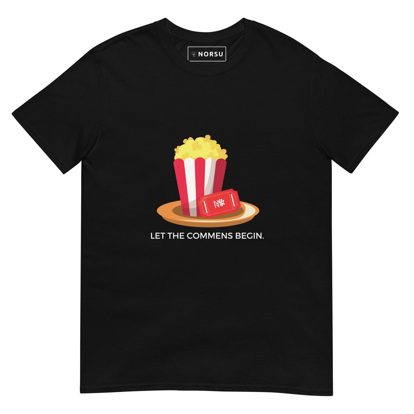 Camiseta negra de hombre - Palomitas de maíz Que empiecen los comentarios