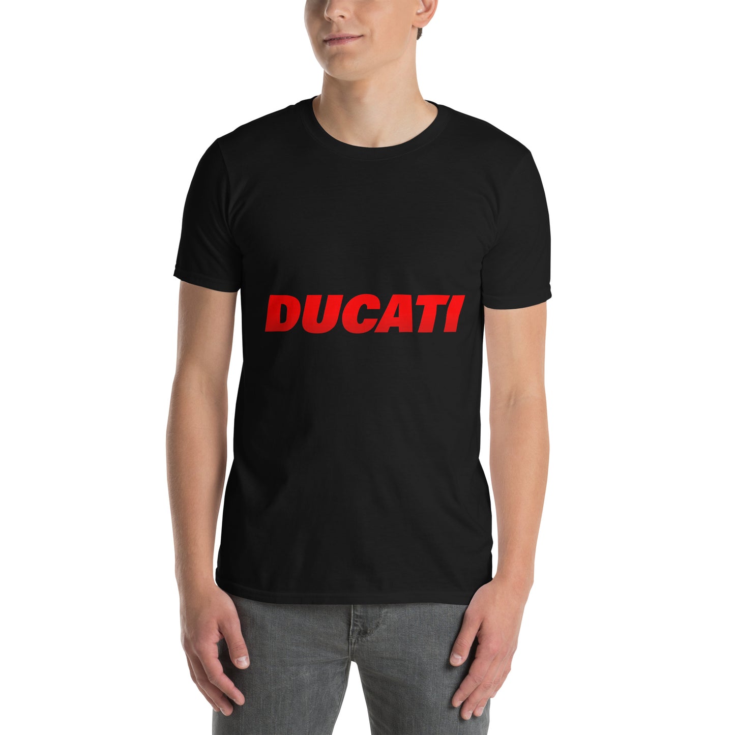 Μαύρο Ανδρικό T-shirt - Ducati Logo Κόκκινα Γράμματα