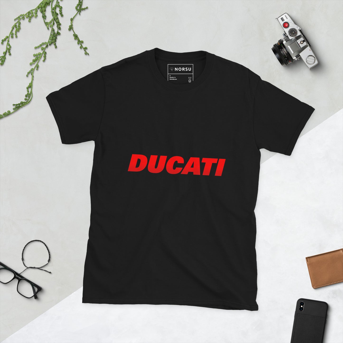 Μαύρο Ανδρικό T-shirt - Ducati Logo Κόκκινα Γράμματα