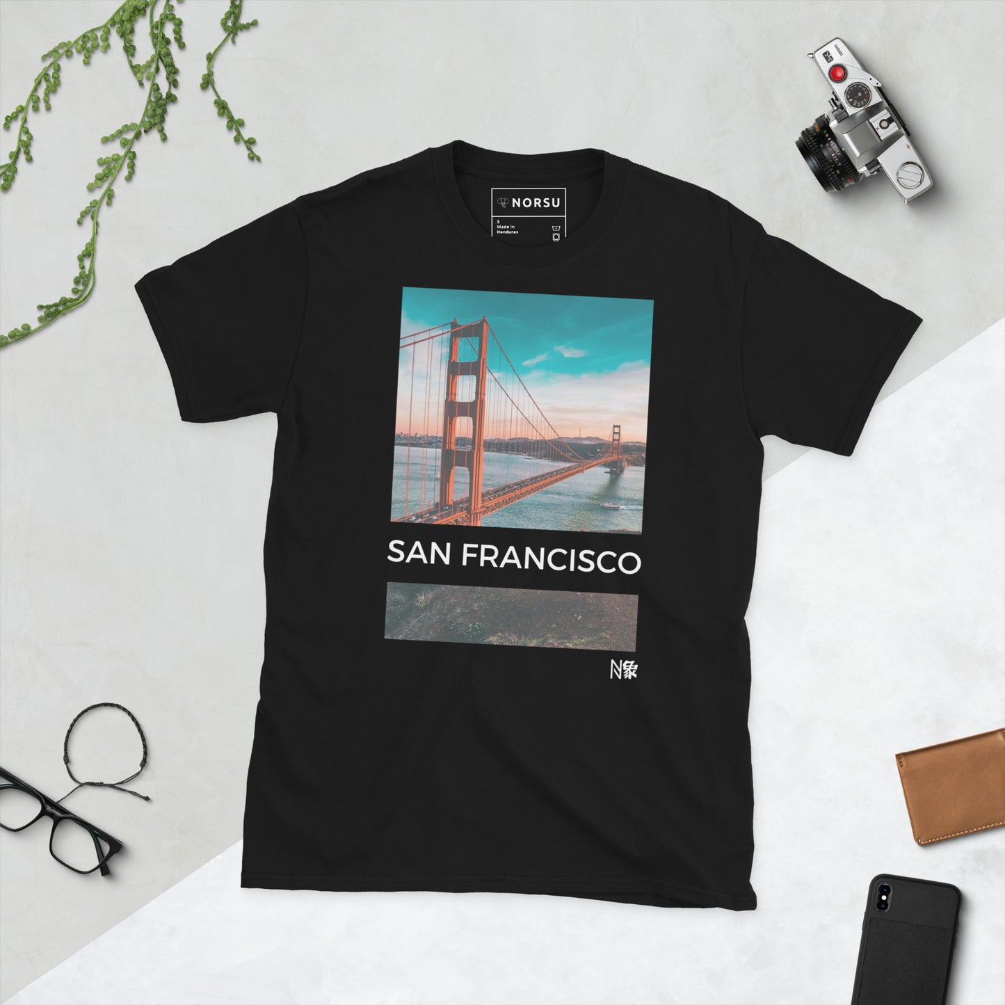 Μαύρο Ανδρικό T-shirt - Σαν Φρανσίσκο Golden Gate Bridge