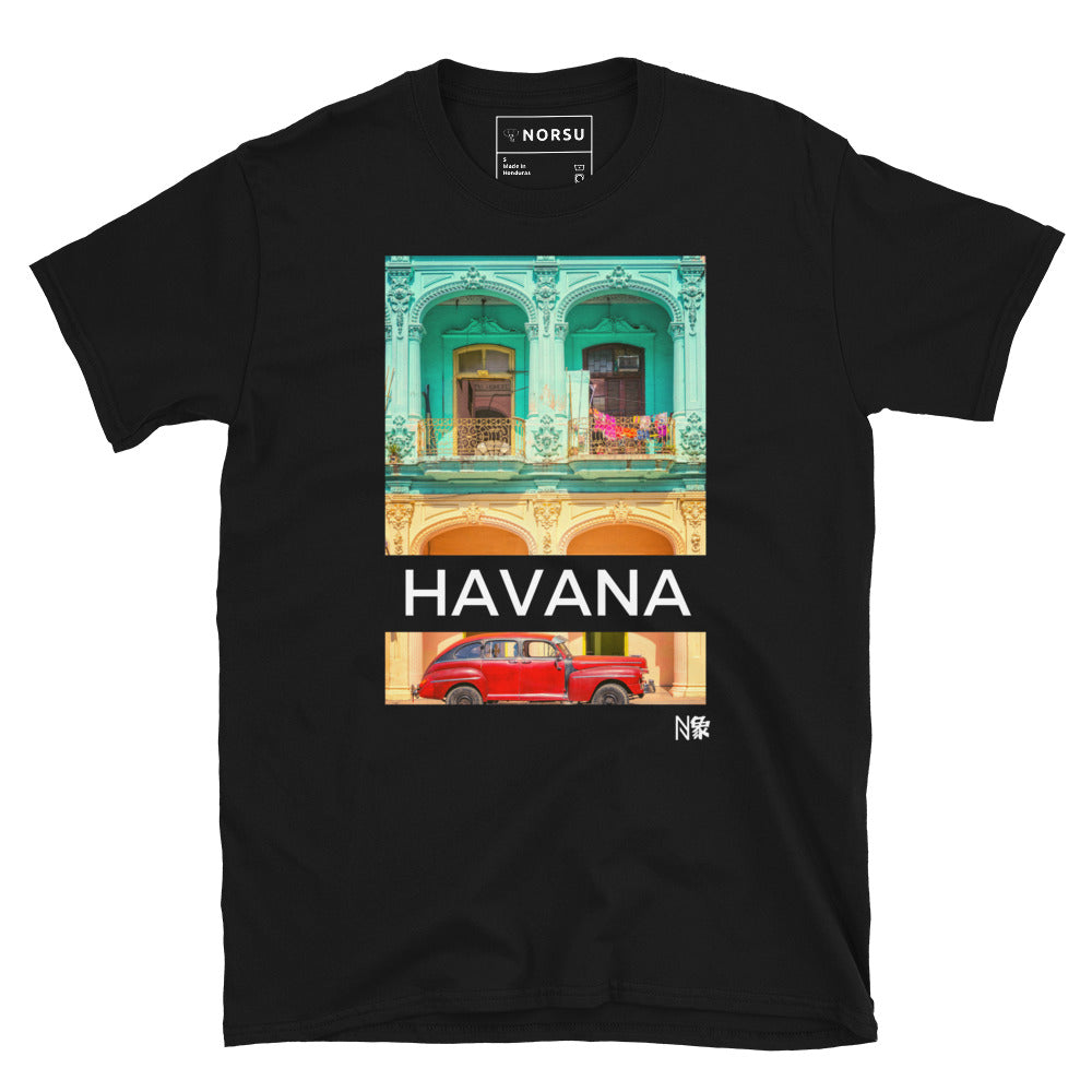 Μαύρο Ανδρικό T-shirt - Αβάνα Κούβα Αμάξι Αντίκα