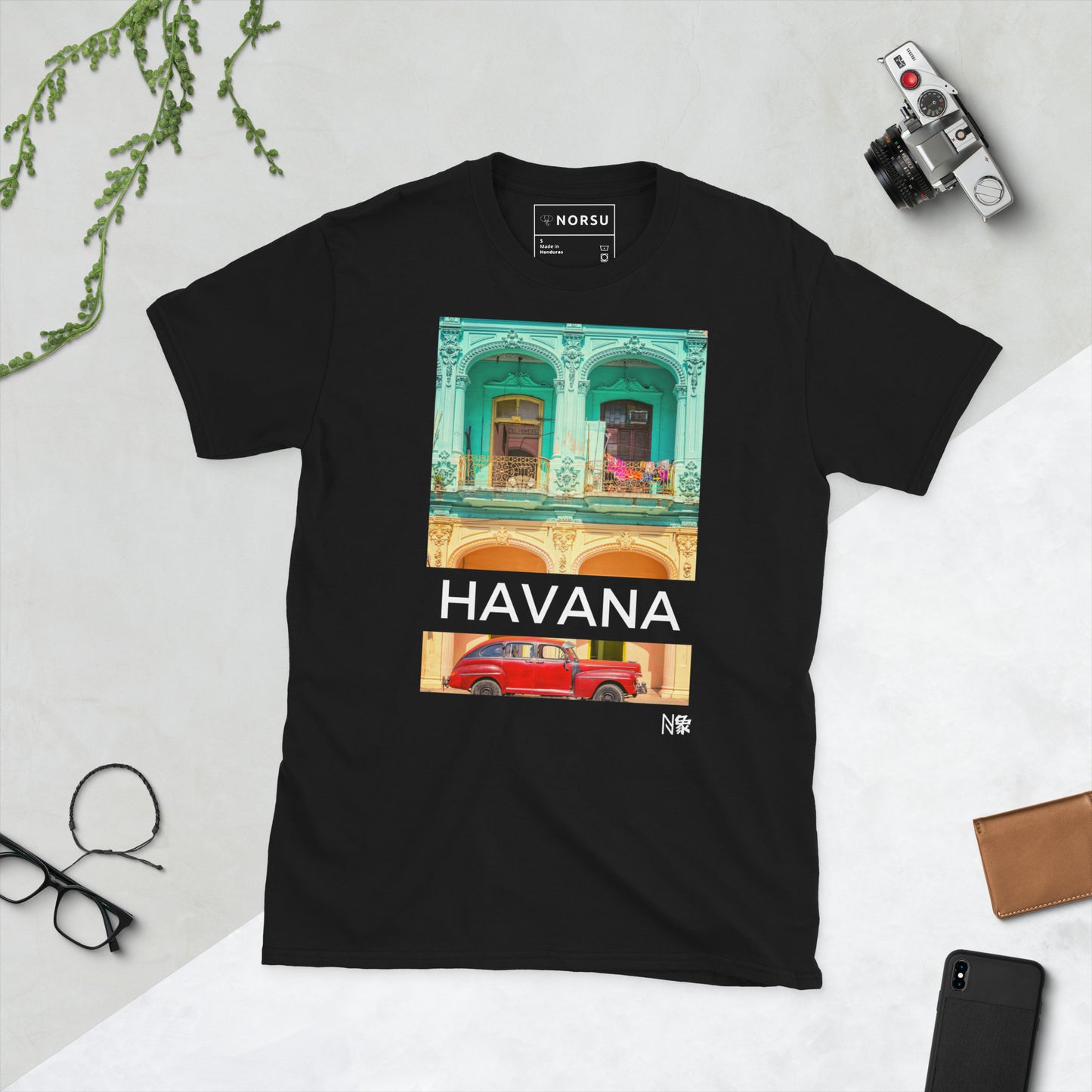 Μαύρο Ανδρικό T-shirt - Αβάνα Κούβα Αμάξι Αντίκα