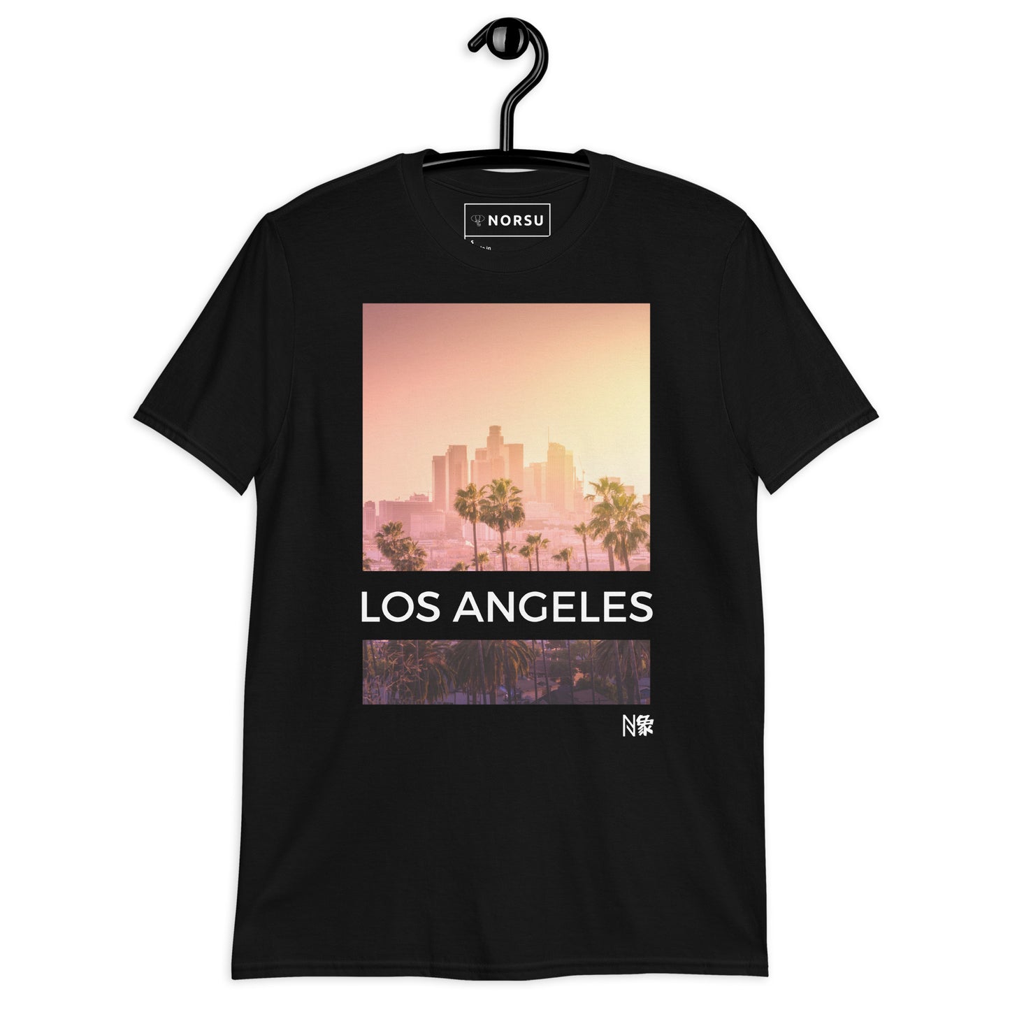Black Men's T-shirt - Los Angeles Skyscrapers Sunset