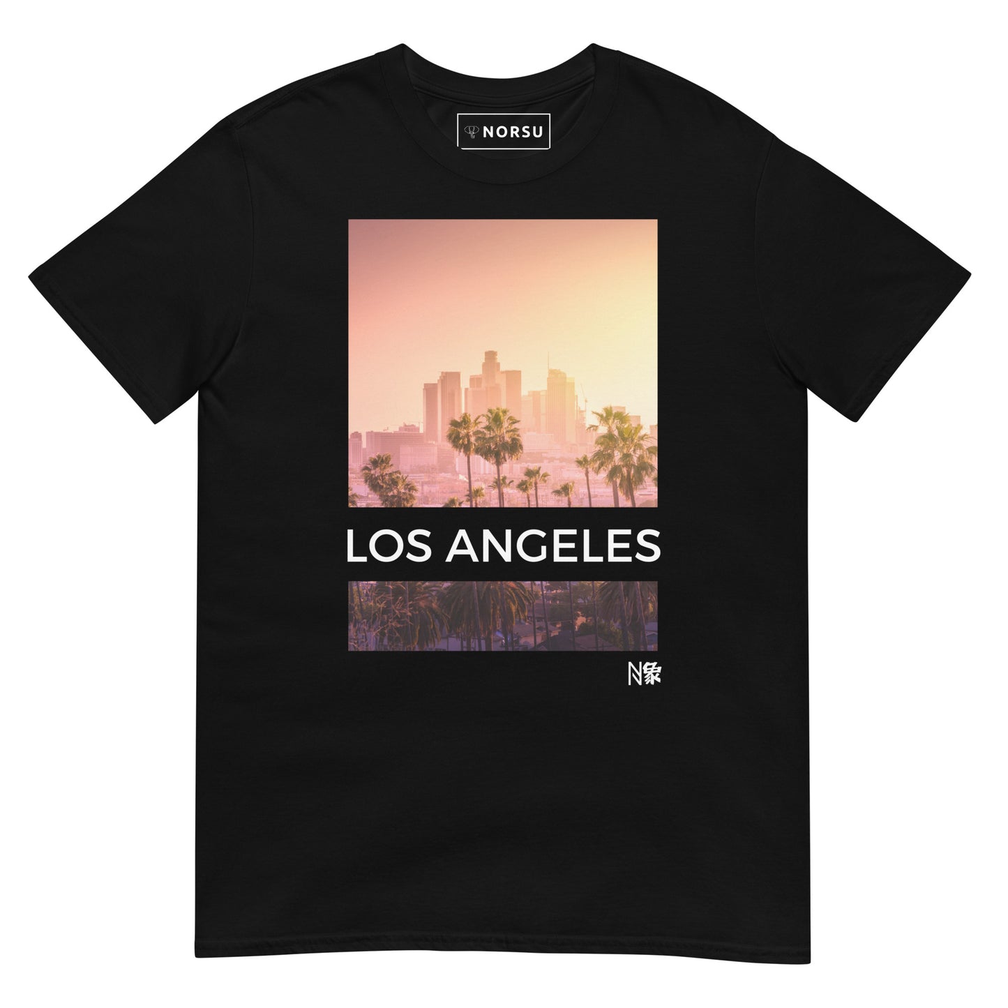 Black Men's T-shirt - Los Angeles Skyscrapers Sunset
