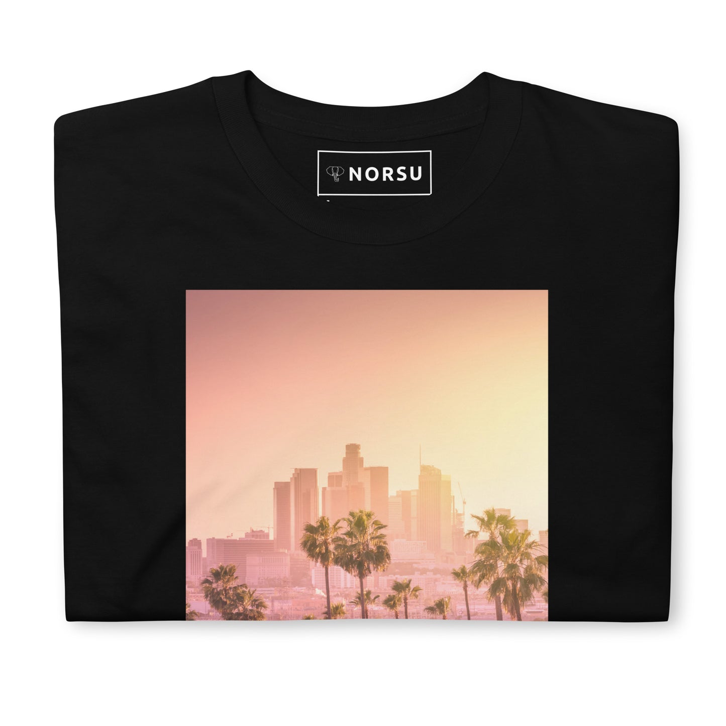 Black Men's T-shirt - Los Angeles Skyscrapers Sunset