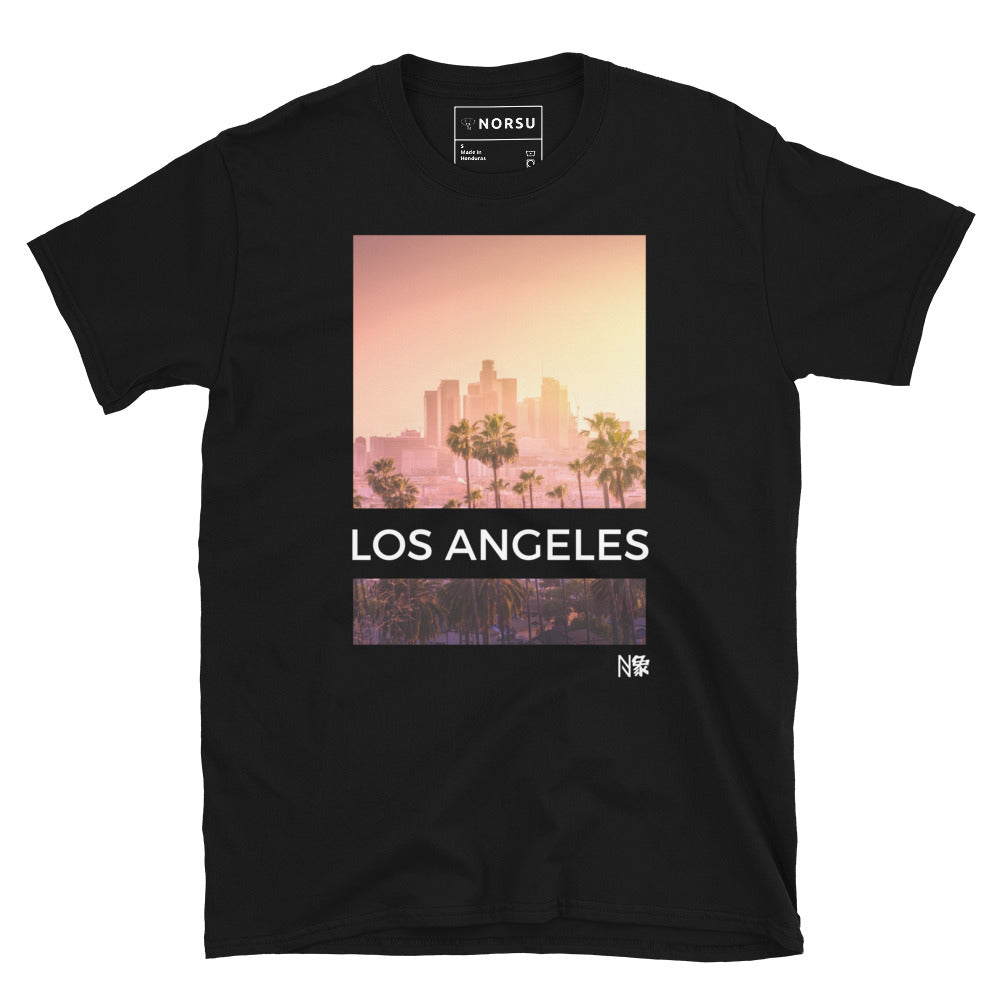 Black Men's T-shirt - Los Angeles Skyscrapers Sunset