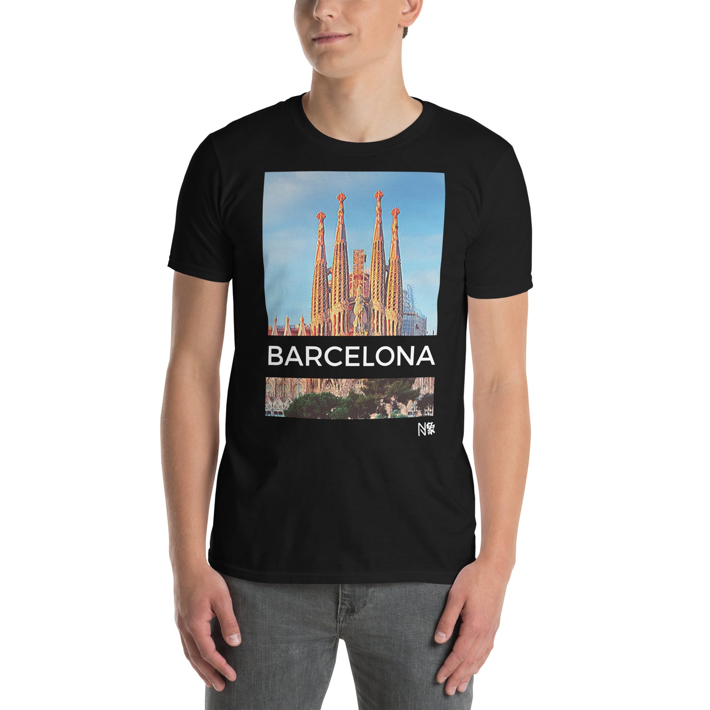 Μαύρο Ανδρικό T-shirt - Βαρκελώνη Sagrada Familia