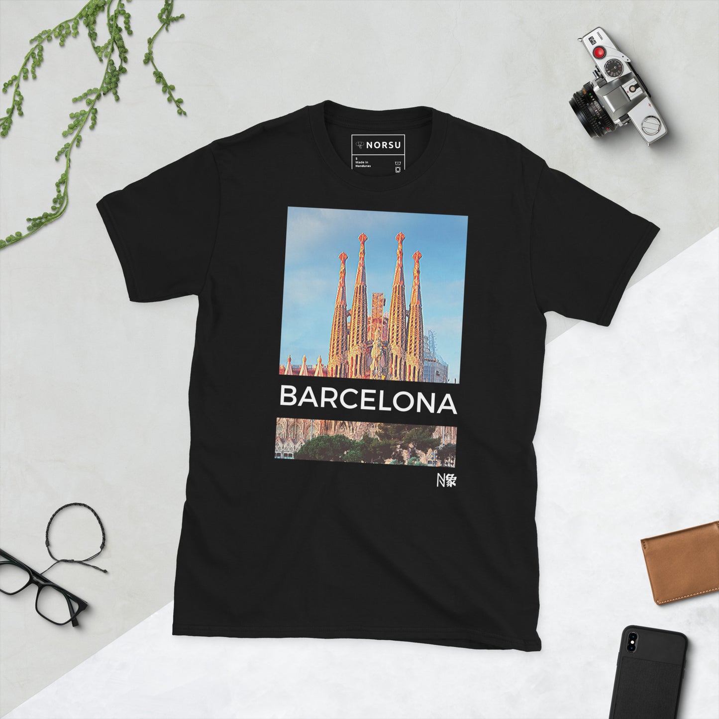 Μαύρο Ανδρικό T-shirt - Βαρκελώνη Sagrada Familia