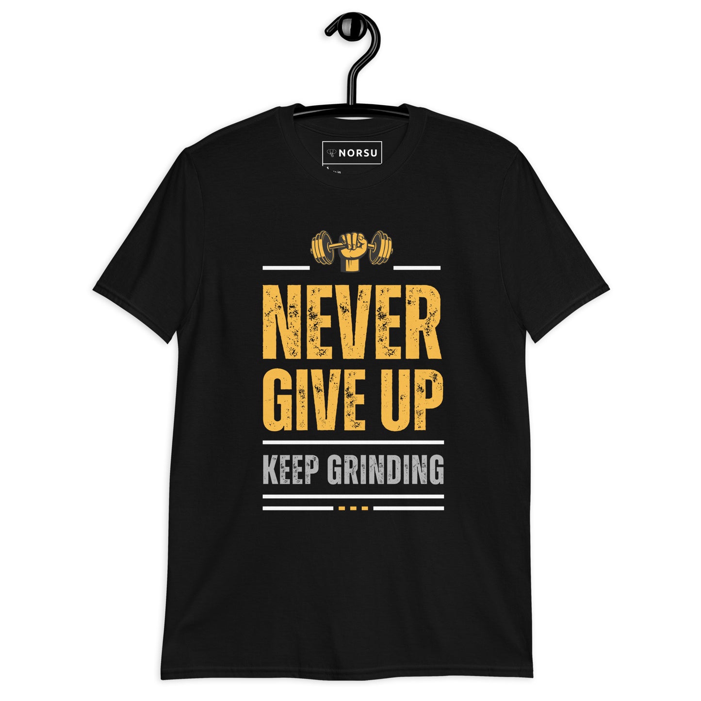 Μαύρο Ανδρικό T-shirt - Never Give Up, Keep Grinding