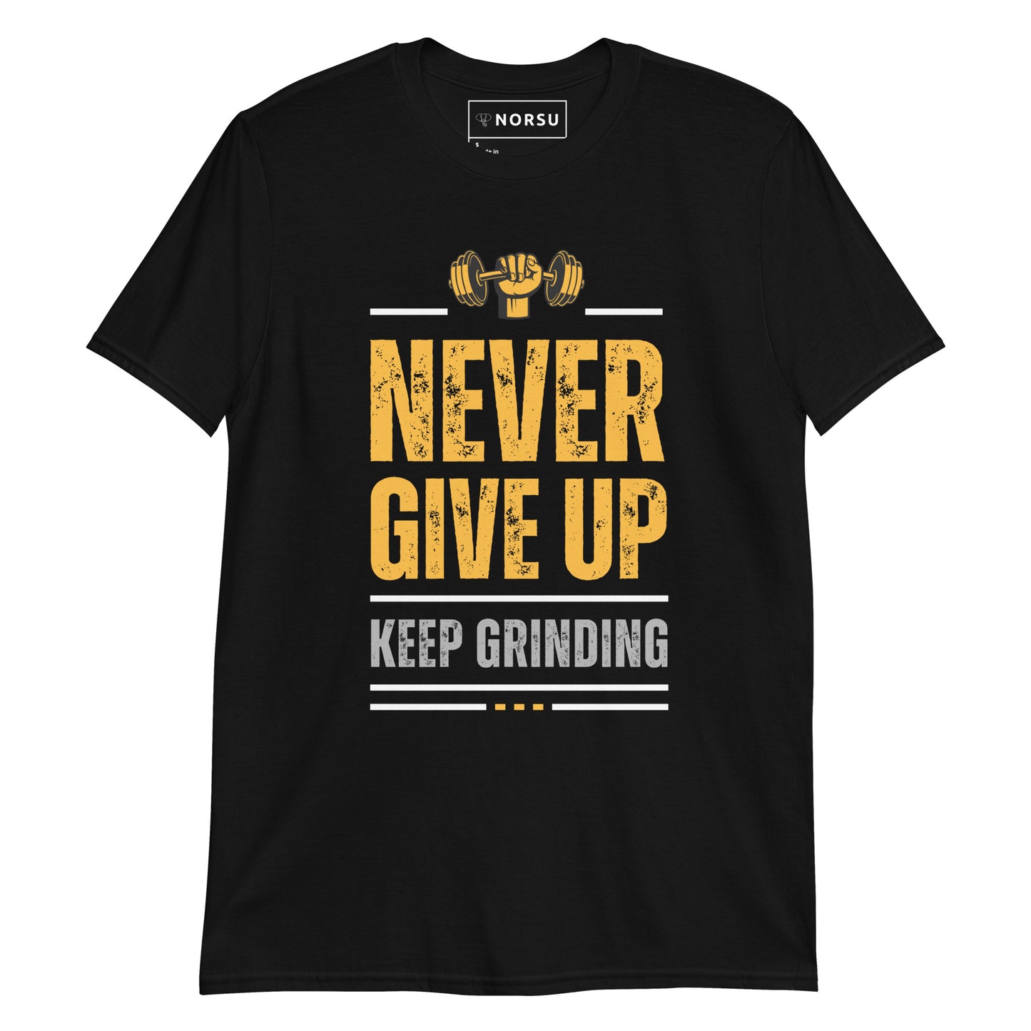 Μαύρο Ανδρικό T-shirt - Never Give Up, Keep Grinding