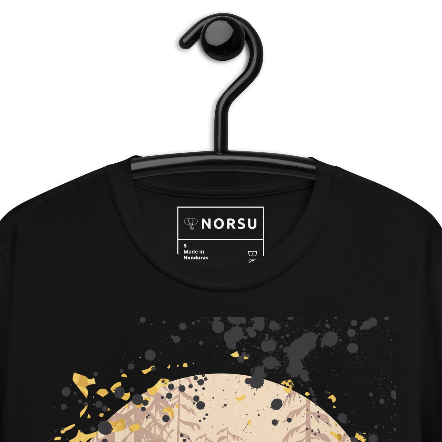 Μαύρο Ανδρικό T-shirt - Λύκος στο Δάσος Γκραφίτι