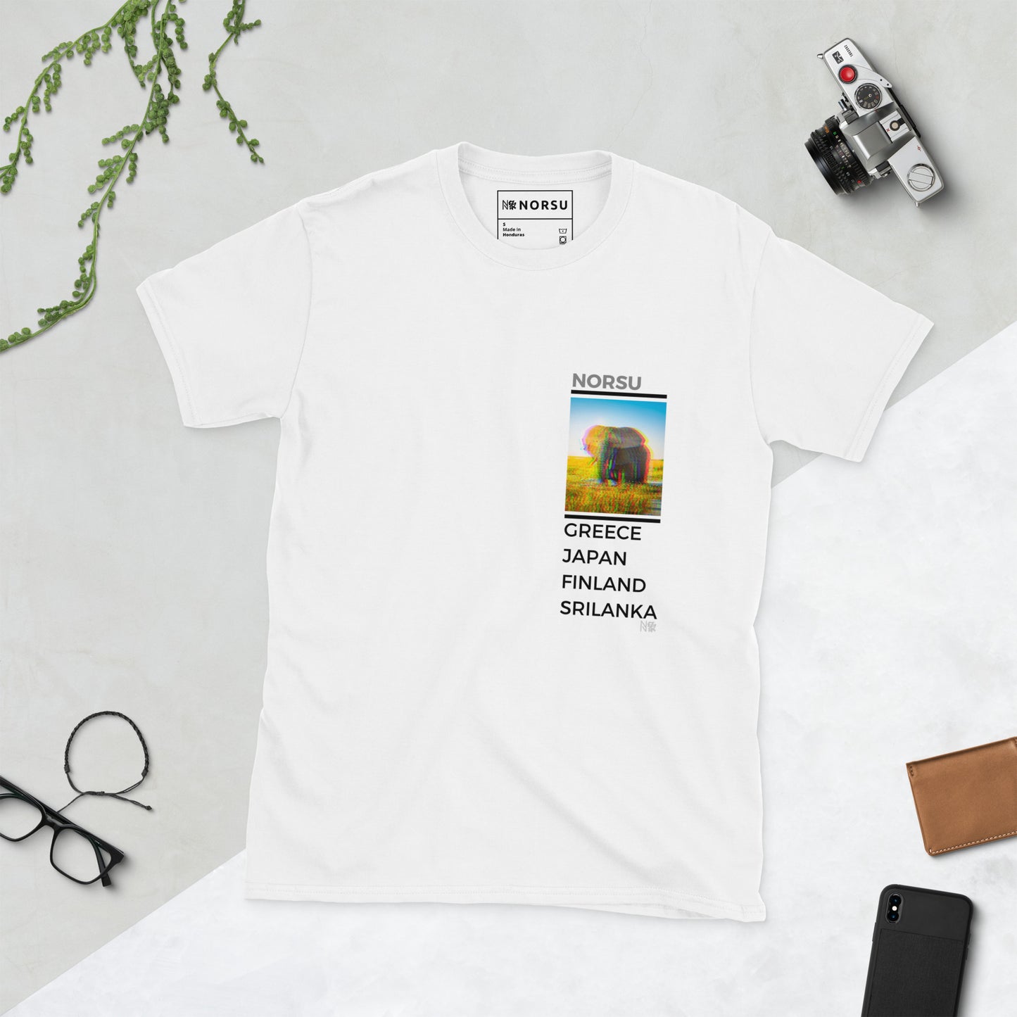 White Men's T-shirt - Elephant Greece, Japan, Finland, Sri Lanka