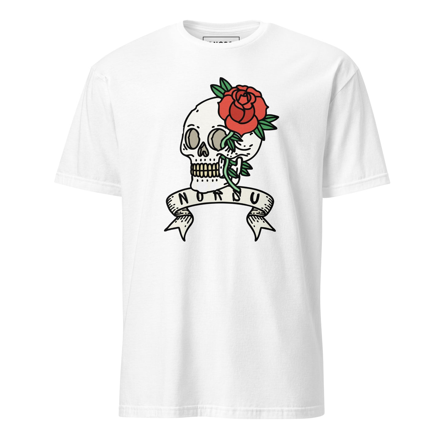 White Men's T-shirt - Skull with Roses