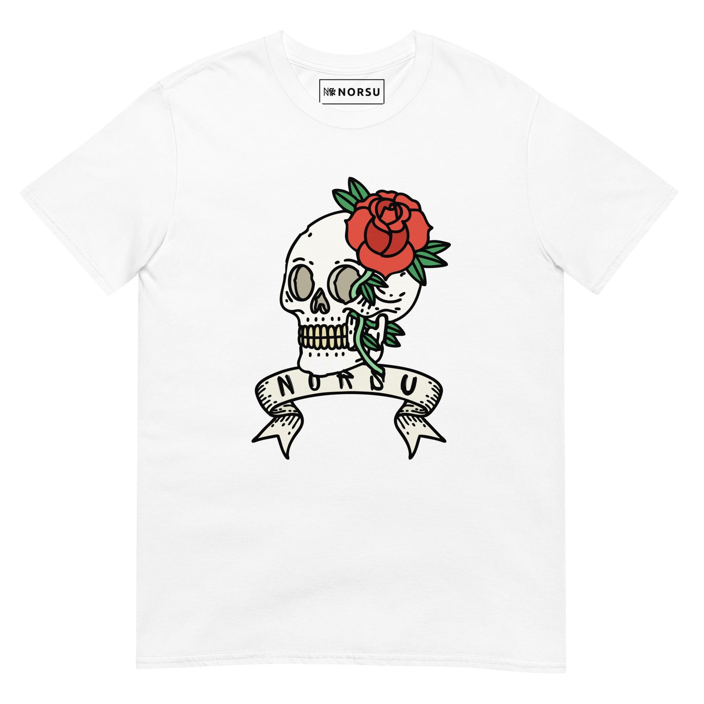 White Men's T-shirt - Skull with Roses