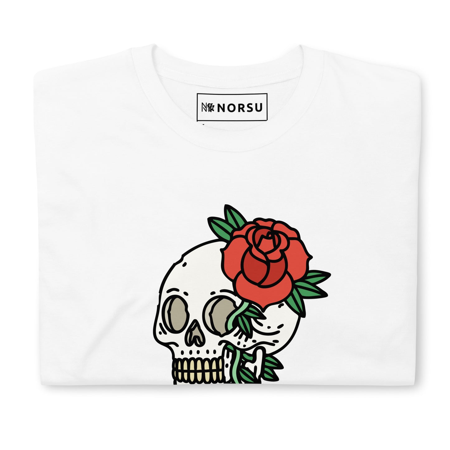 White Men's T-shirt - Skull with Roses