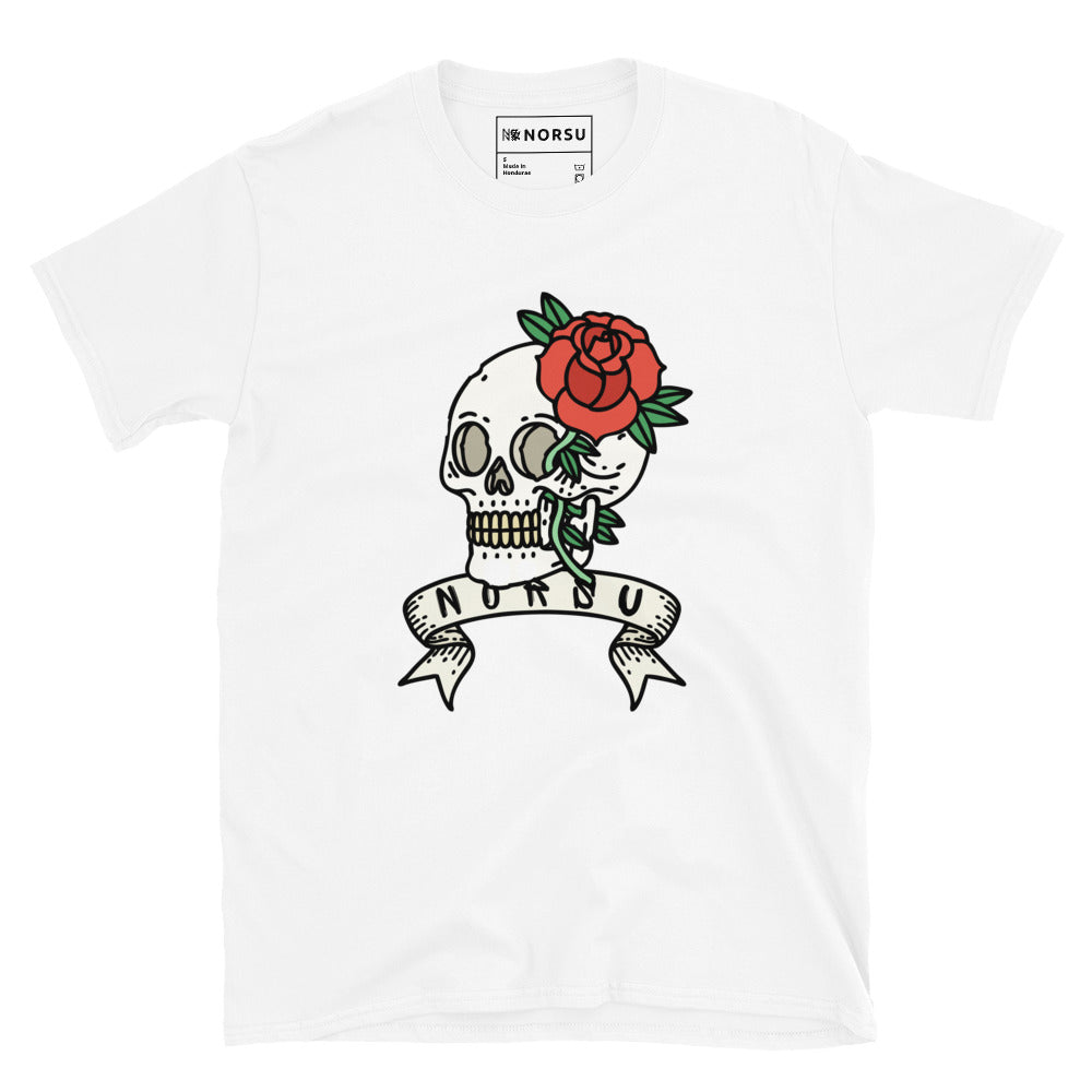 White Men's T-shirt - Skull with Roses
