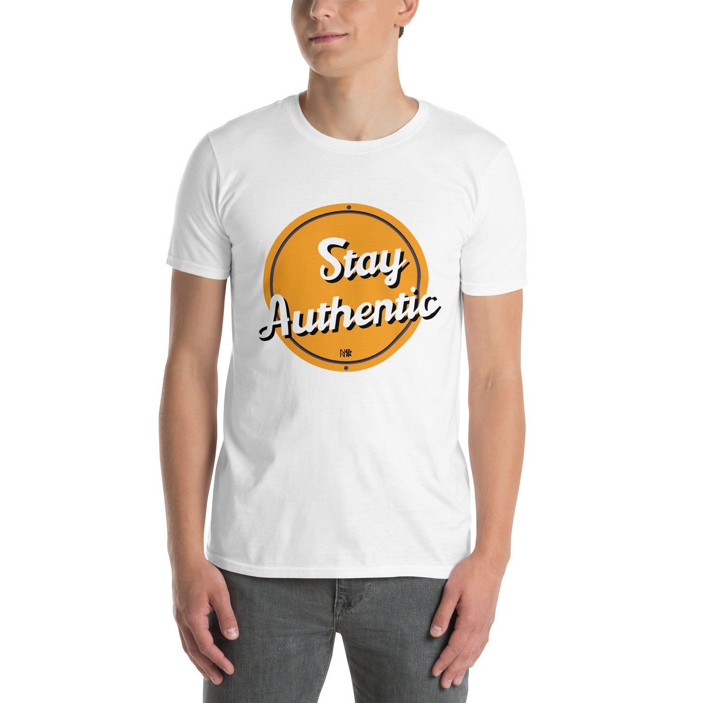 Λευκό Ανδρικό T-shirt - Stay Authentic