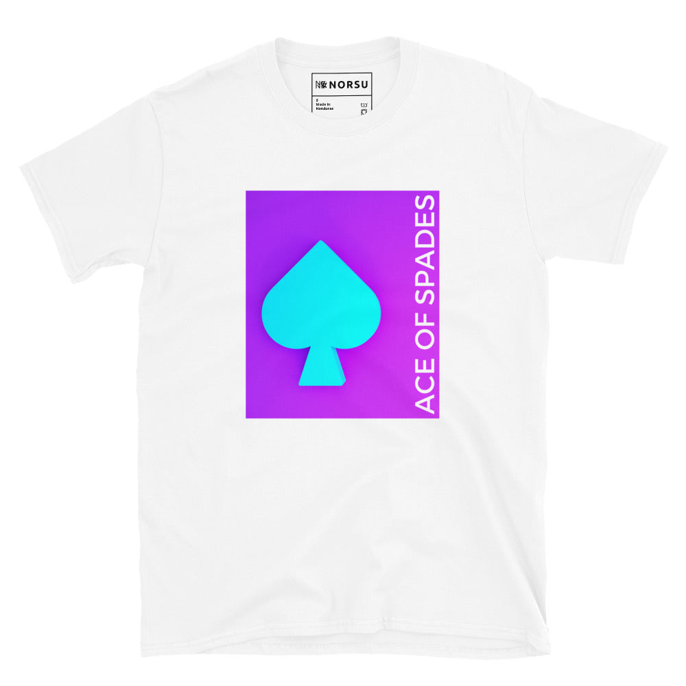 Λευκό Ανδρικό T-shirt - Μωβ Τραπουλόχαρτο Ace of Spades