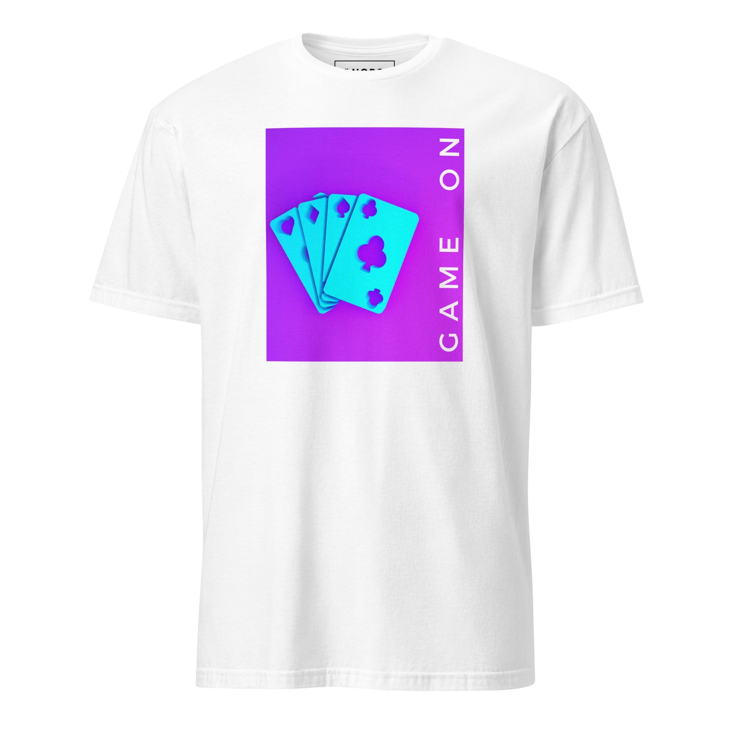 Λευκό Ανδρικό T-shirt - Μωβ Γαλάζια Τράπουλα Game On
