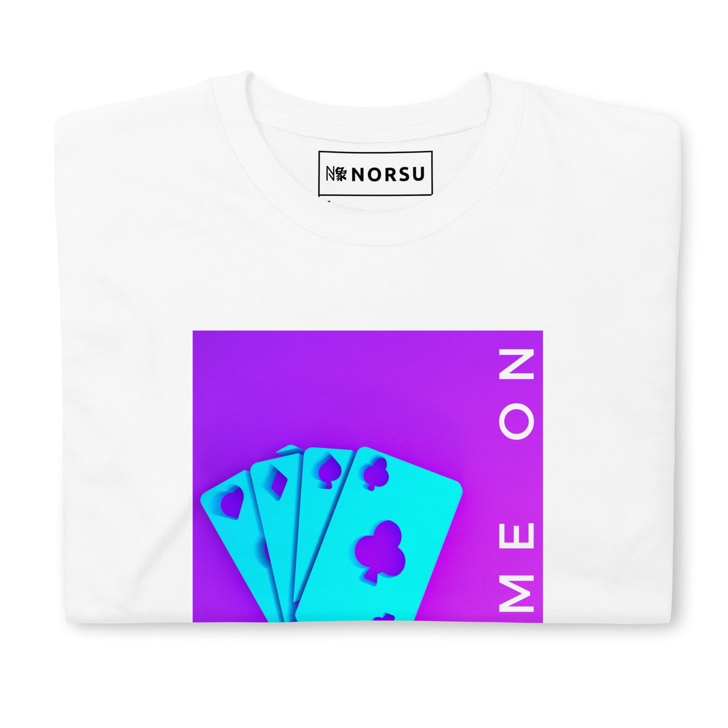 Λευκό Ανδρικό T-shirt - Μωβ Γαλάζια Τράπουλα Game On