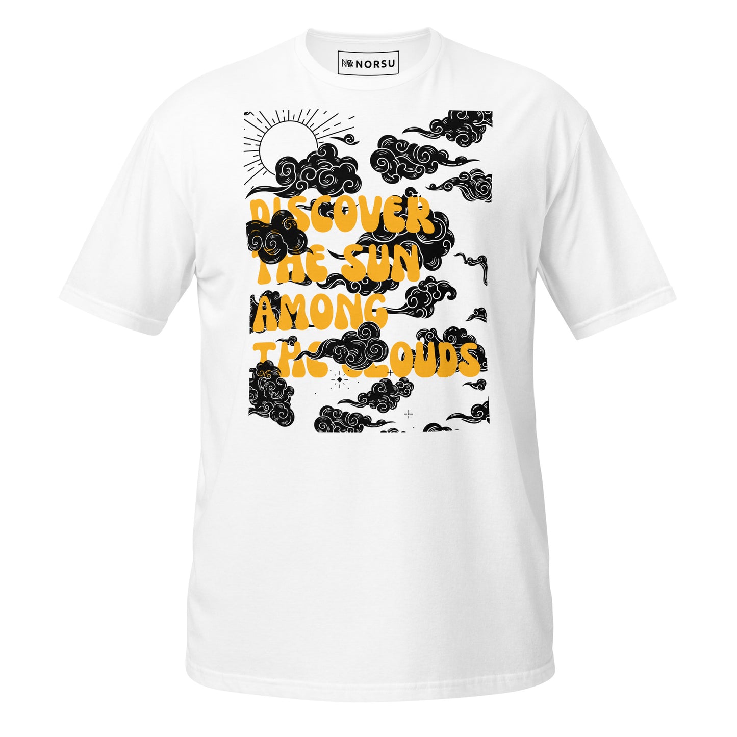 Λευκό Ανδρικό T-shirt - Discover the sun among the clouds