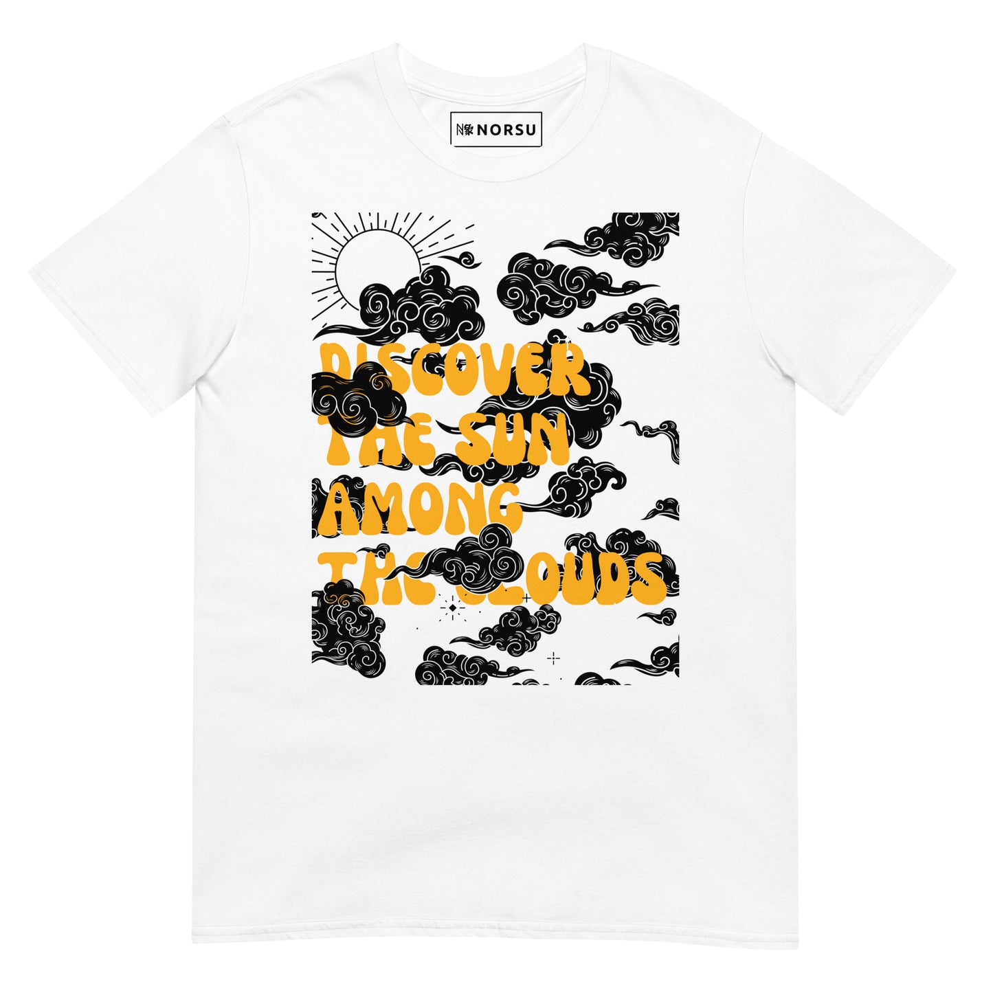 Λευκό Ανδρικό T-shirt - Discover the sun among the clouds