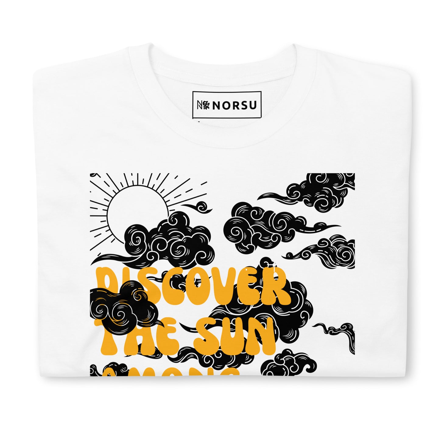 Λευκό Ανδρικό T-shirt - Discover the sun among the clouds