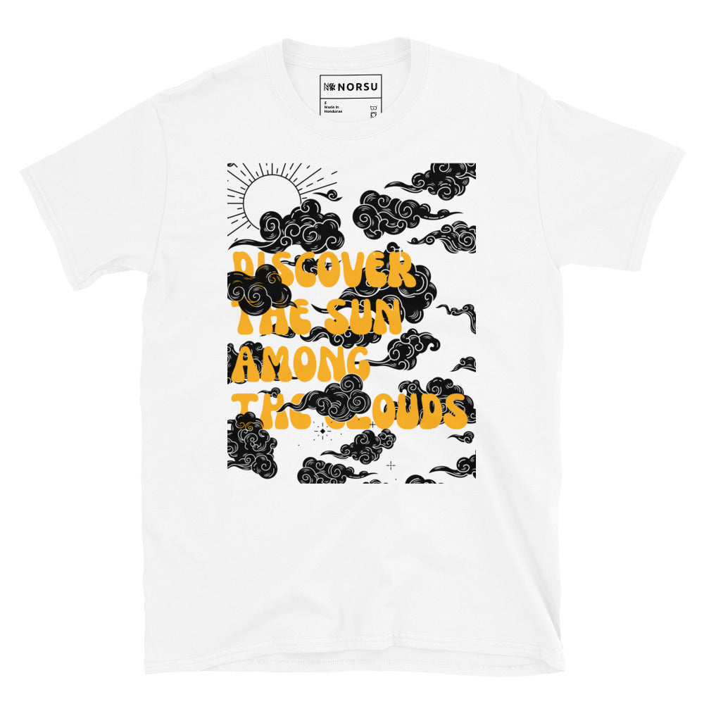 Λευκό Ανδρικό T-shirt - Discover the sun among the clouds
