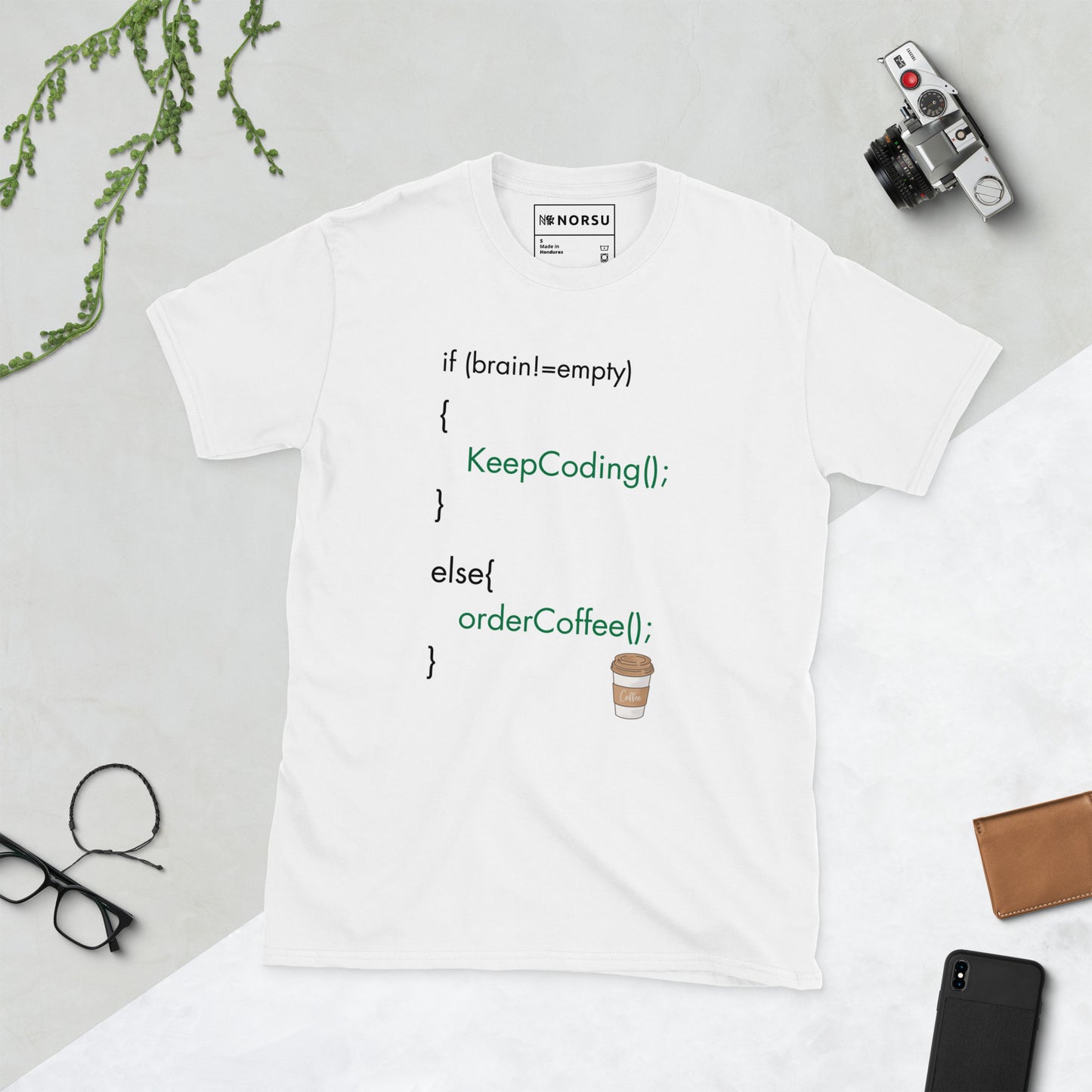 Λευκό Ανδρικό T-shirt - JavaScript Function Keep Coding