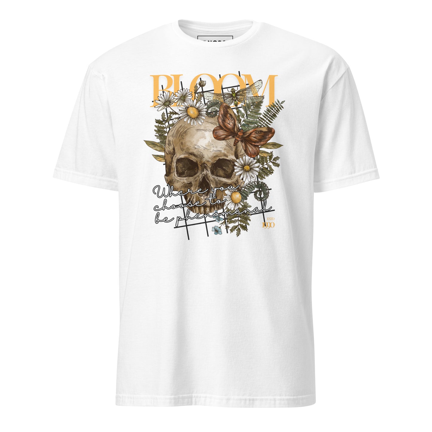 Λευκό Ανδρικό T-shirt - Νεκροκεφαλή Skull Bloom