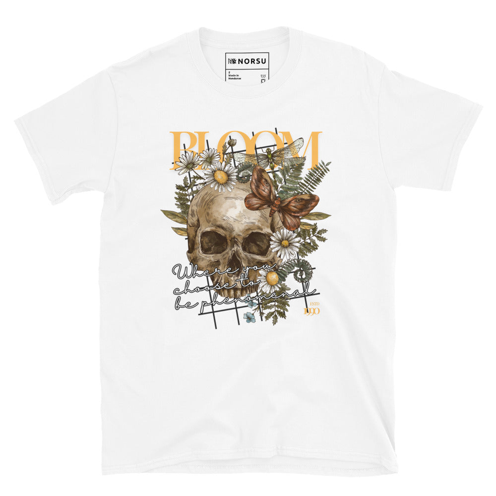 Λευκό Ανδρικό T-shirt - Νεκροκεφαλή Skull Bloom