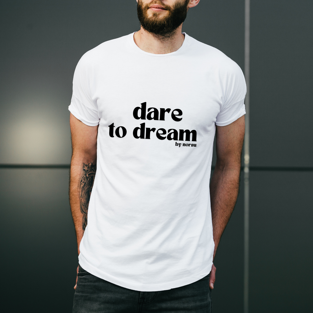 Λευκό Ανδρικό T-shirt - DARE TO DREAM