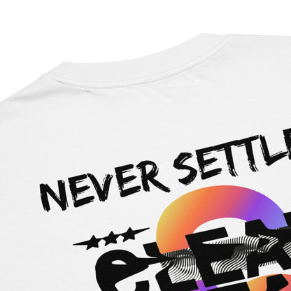Oversized Λευκό Ανδρικό T-shirt - Graphic Never Settle, Never Give Up