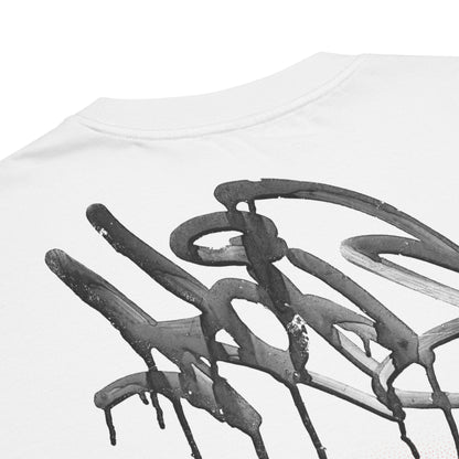 Oversized Λευκό Ανδρικό T-shirt - Surreal Graffiti Μαύρο σε Λευκό