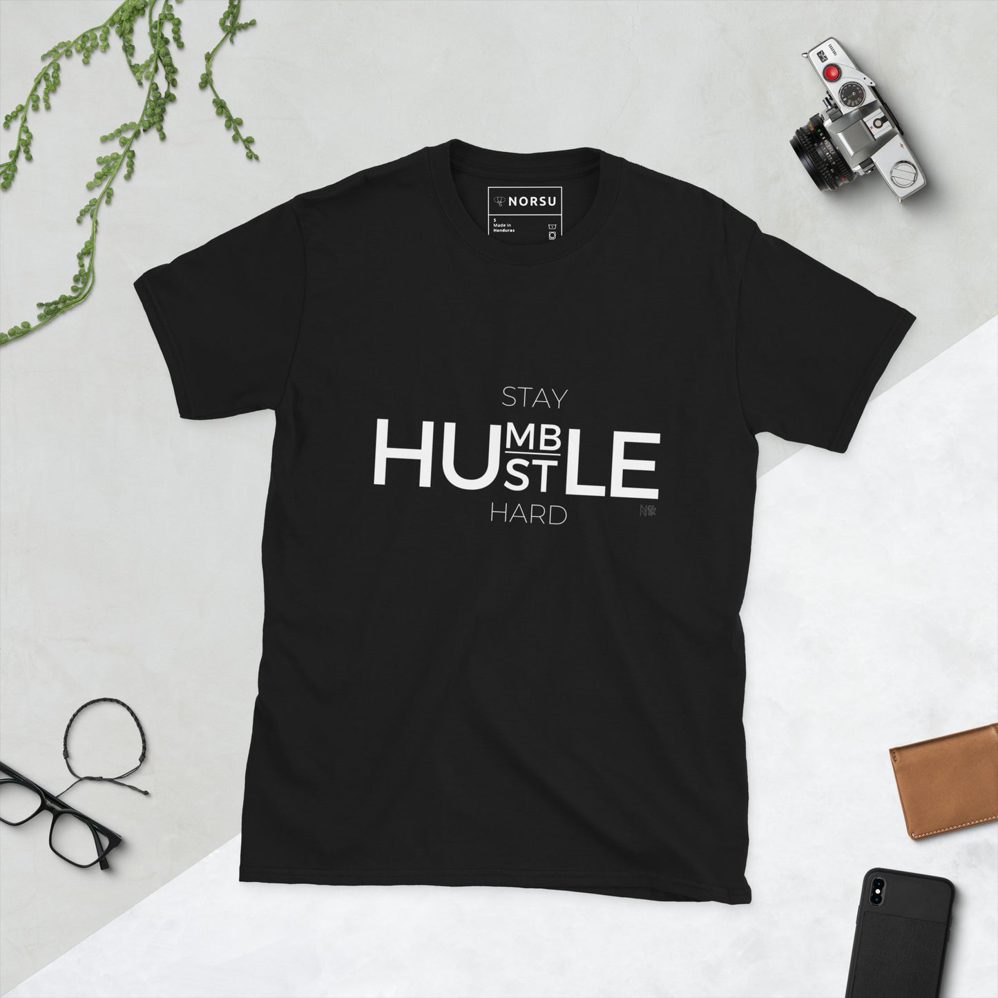 Μαύρο Ανδρικό T-shirt - Stay Humble, Hustle Hard